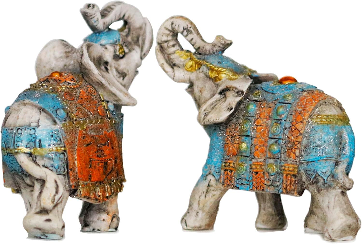 2 figuras coleccionables de elefante con tronco hacia arriba, estatuas perfectas para decoración del hogar, estatua de elefante africano regalo