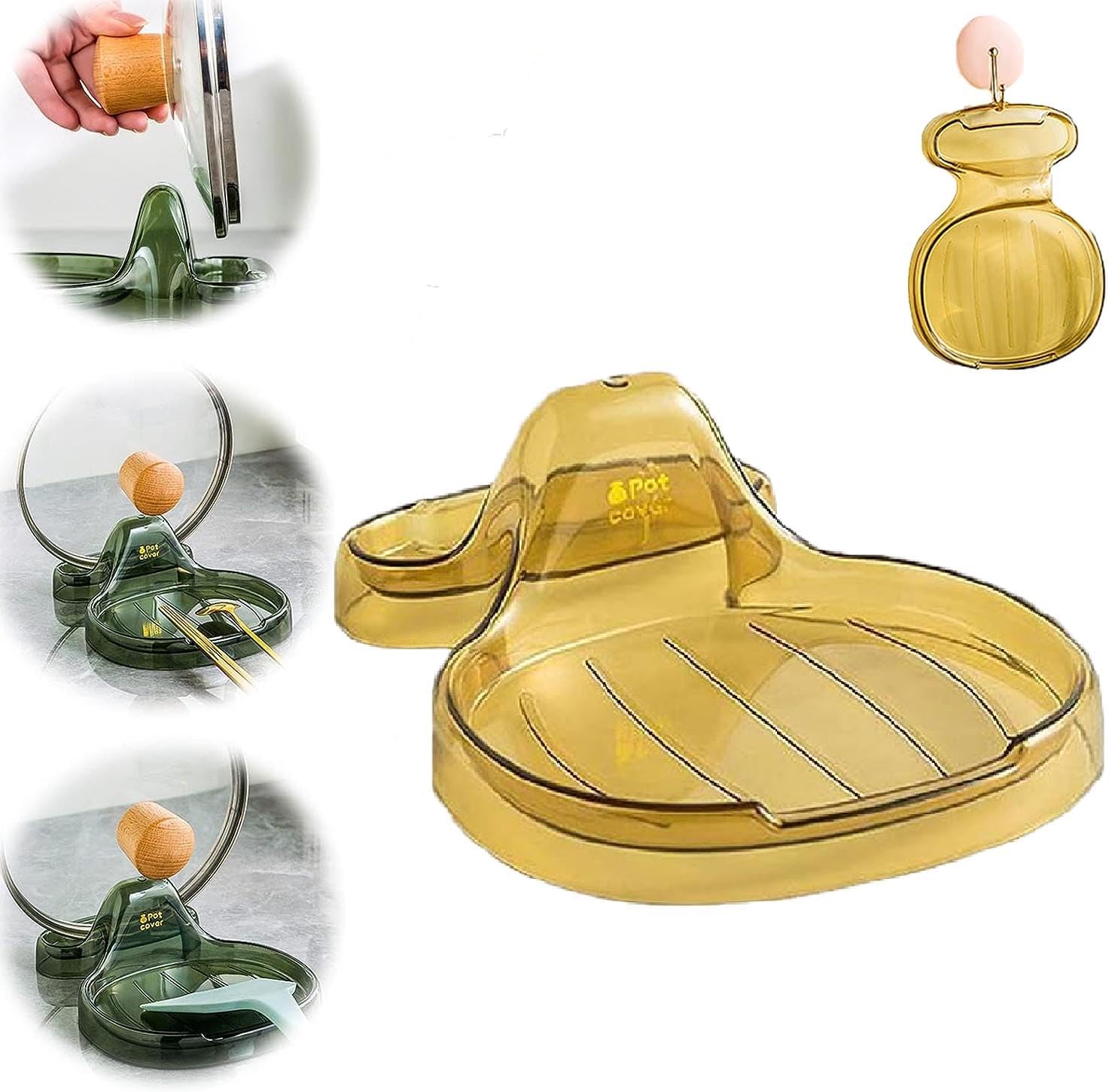 Soporte multifunción para espátulas de cocina, soporte para cucharas con soporte para tapa, espátula de cocina multifunción, soporte para espátulas