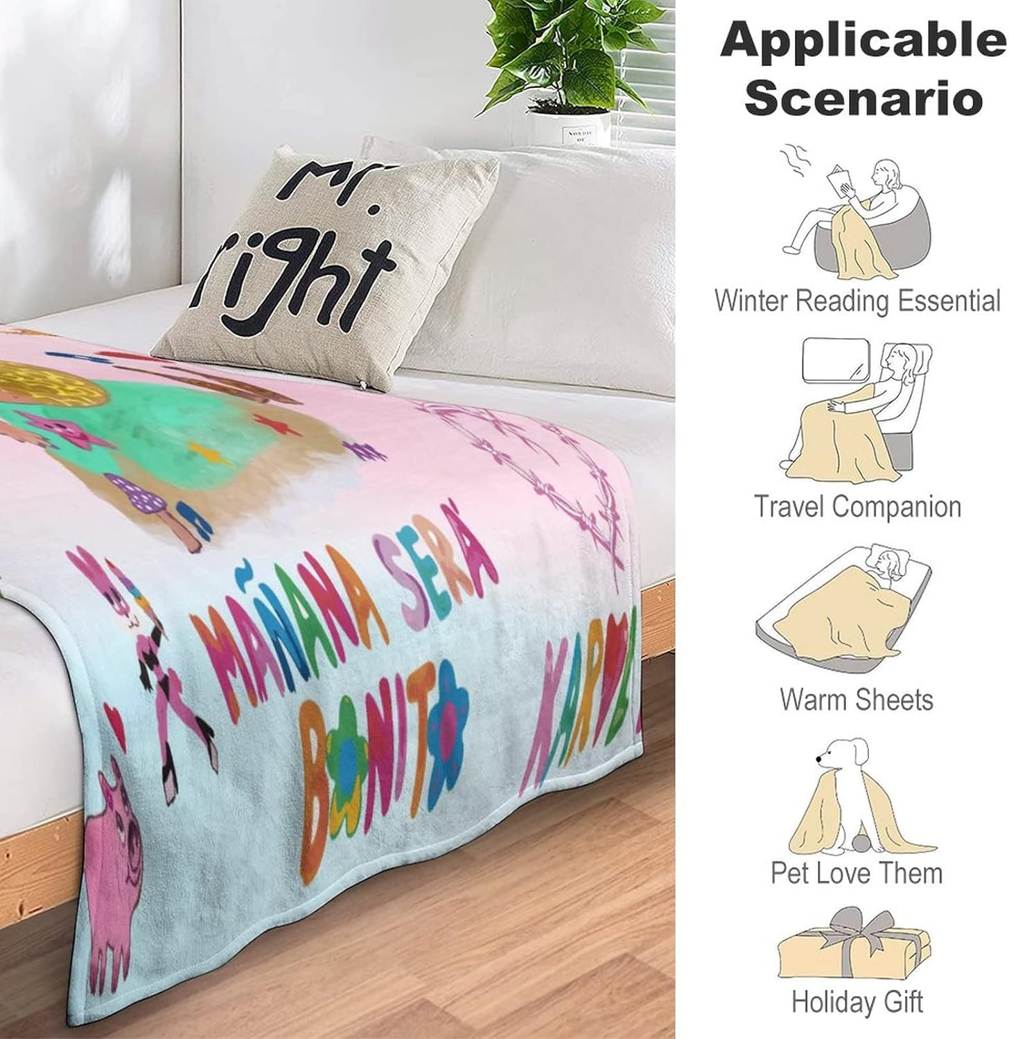 Manta divertida para fanáticos de Manana Sera Bonito, manta de felpa suave, súper mullida, cálida y ligera, manta térmica de forro polar para sofá,