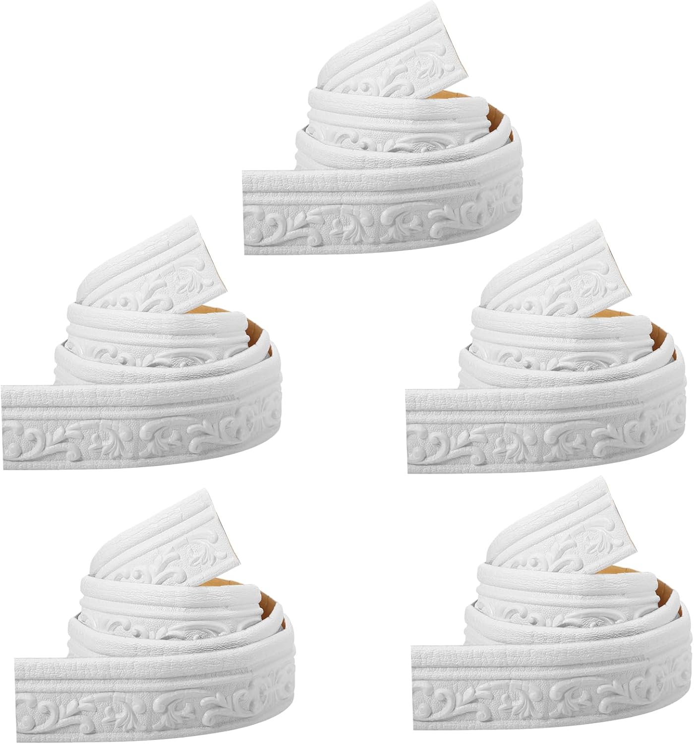 TaoBary 5 rollos de 90 x 3 pulgadas autoadhesivo de espuma flexible para moldura de papel tapiz con borde 3D, líneas de pared decorativas adhesivas