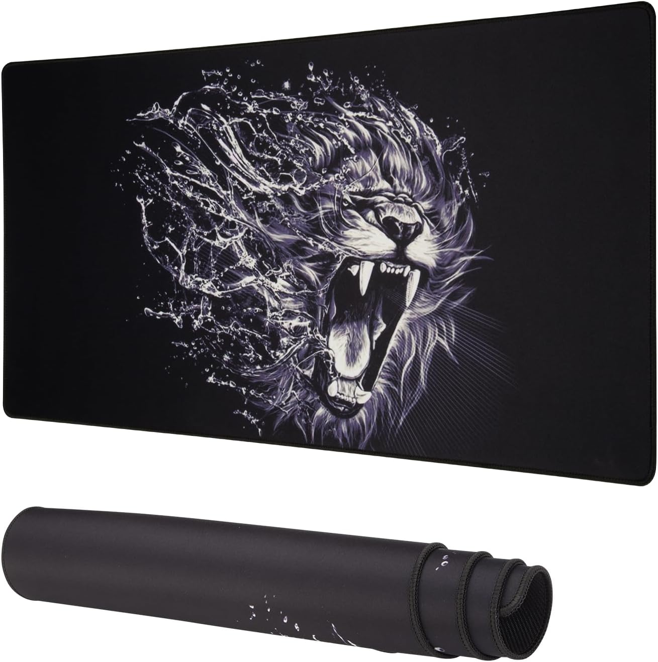 Alfombrilla de mouse grande extendida para juegos con diseño de león, alfombrilla de escritorio extendida, 27.56 x 11.81 x 0.12 pulgadas