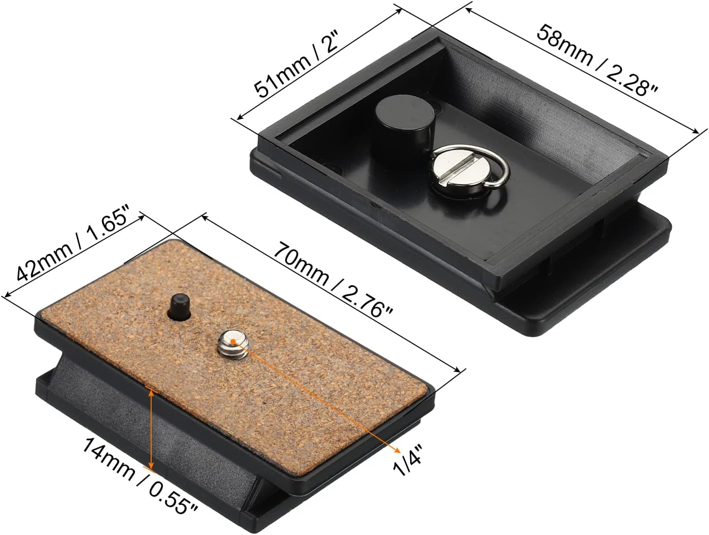 PATIKIL Placa de liberación rápida para trípode con tornillo de anillo en D, paquete de 2 piezas de montaje de adaptador de trípode de cámara, placa