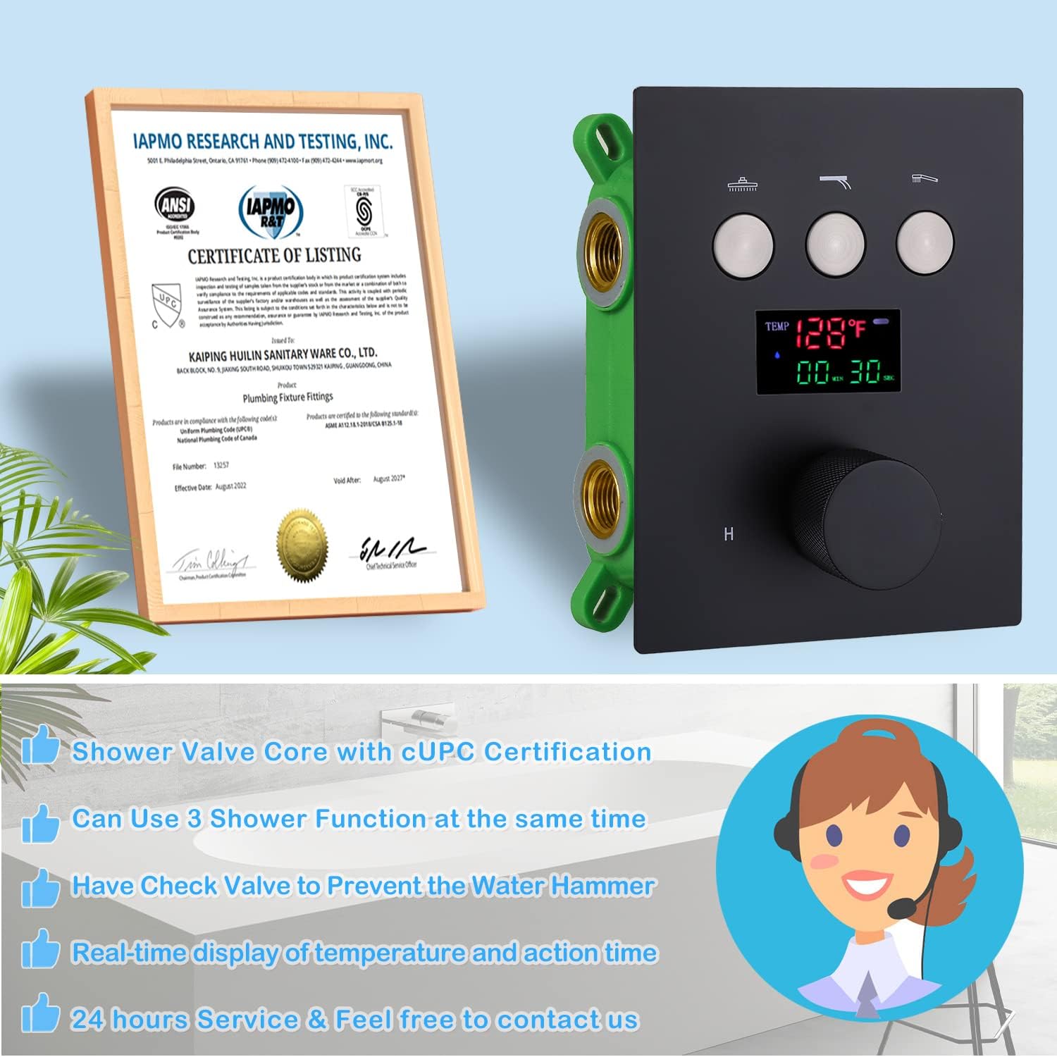 Sistema de ducha negro mate de 12 pulgadas, juego completo de grifo de ducha montado en la pared, sistema de ducha de cuerpo completo con chorros