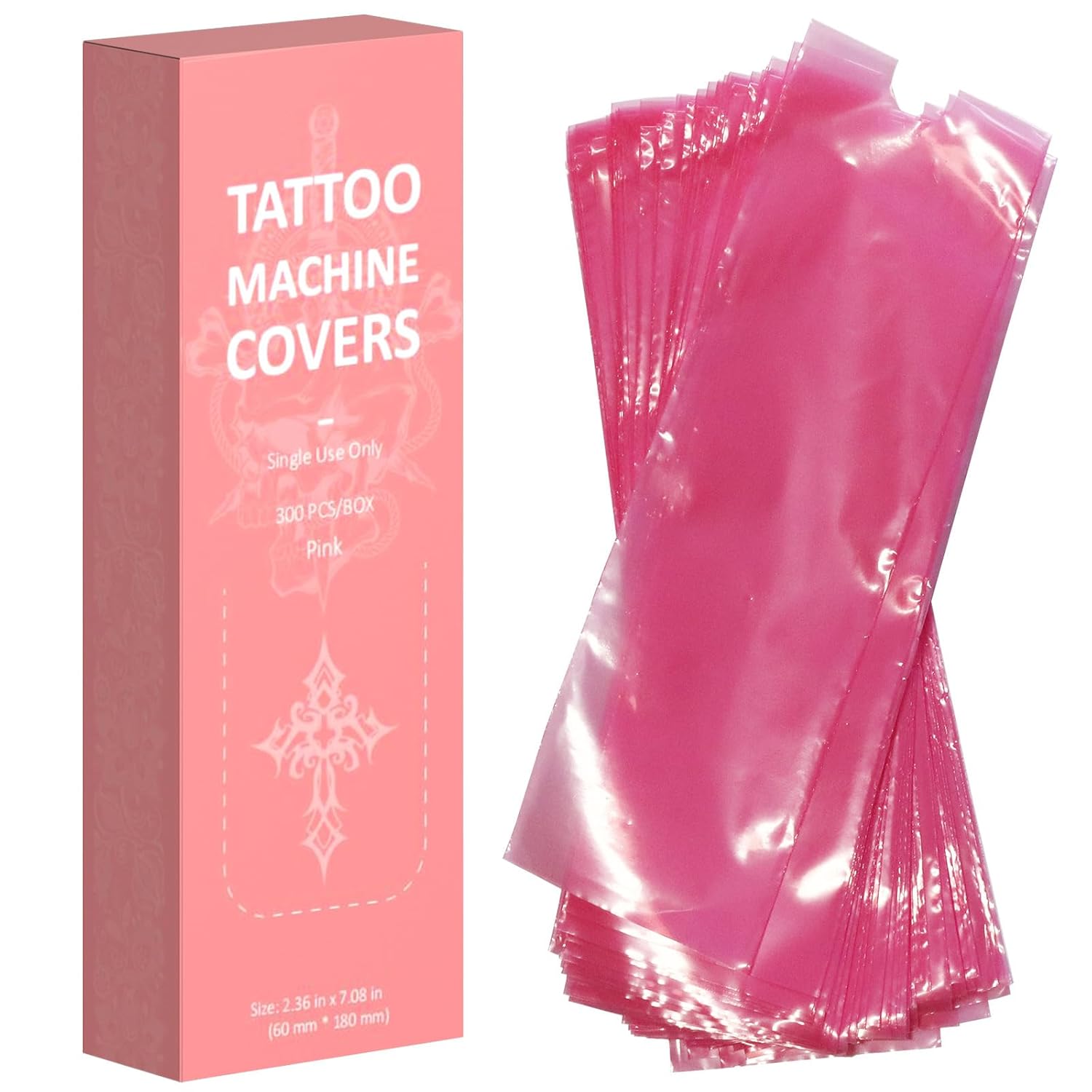 300 cubiertas para máquina de tatuaje con 4 envolturas de agarre de tatuaje y soporte para bolígrafo de tatuaje, ZHOOGE de 2.4 x 7 pulgadas,