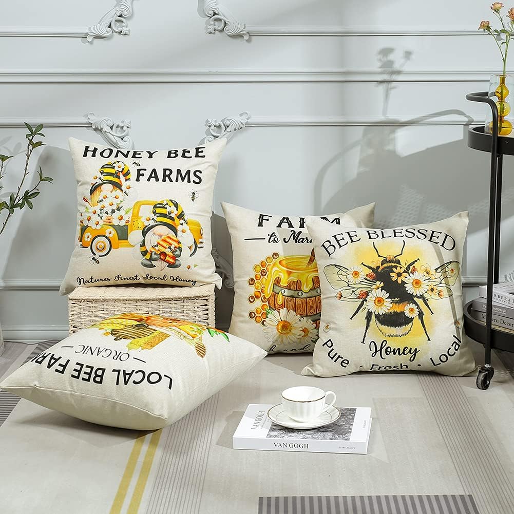 OTOSTAR Paquete de 4 fundas de almohada impermeables para exteriores, decorativas, cuadradas, para jardín, 18 x 18 pulgadas, para decoración de