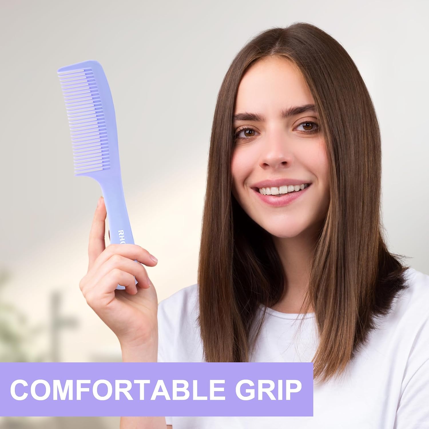 RHOS Peine desenredante para el cabello para mujer, juego de peine para cabello rizado, liso, corto y grueso, peine de dientes medianos para cabello