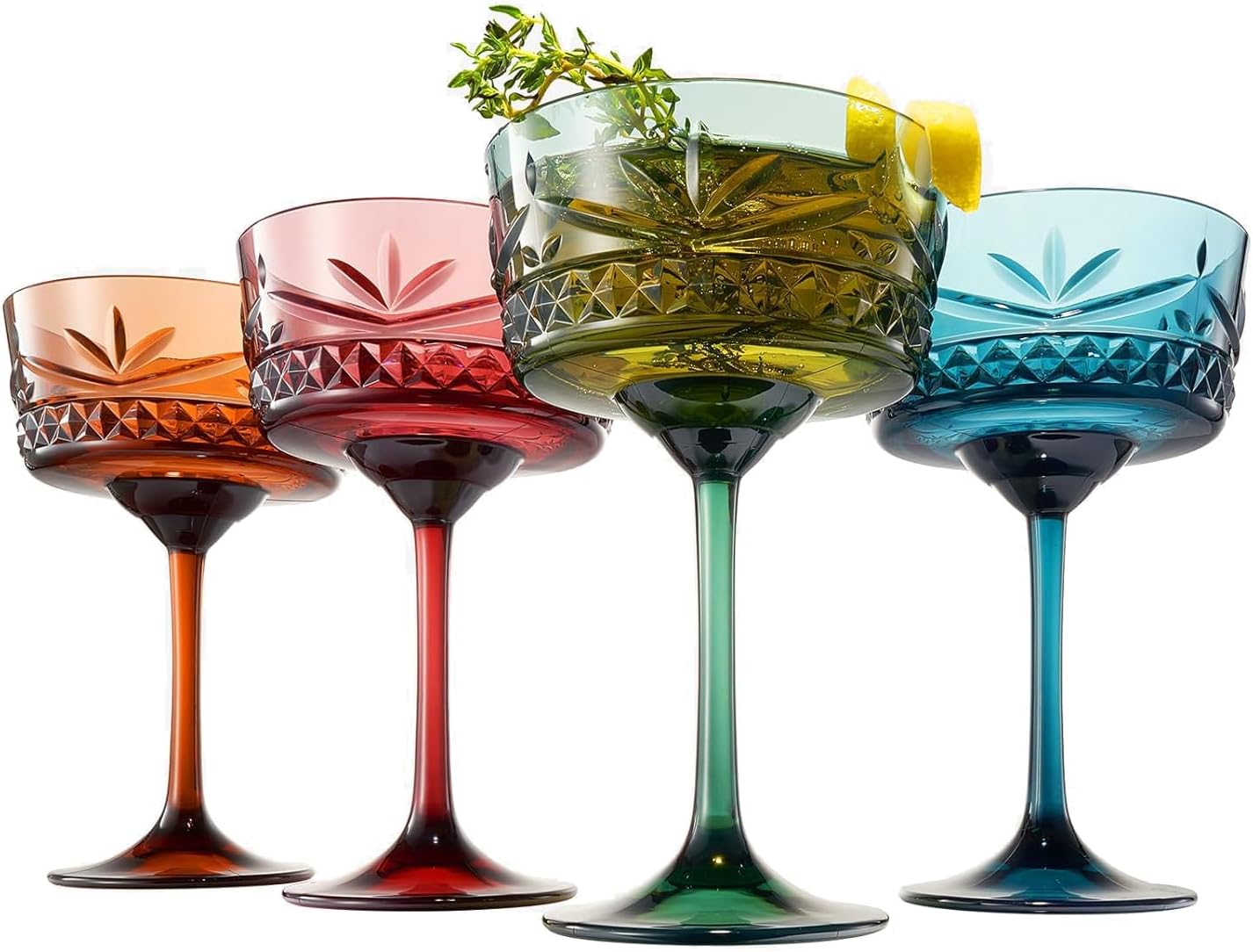 Khen Vasos de cóctel y Martini Coupé de Tritan inastillables, resellables  Juego de 4 vasos de cristal similar, reutilizables, irrompibles e