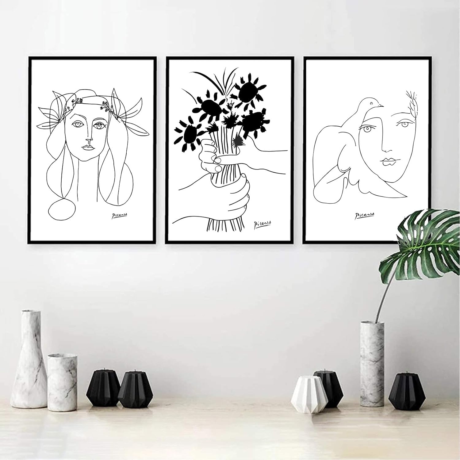 Picasso Line Art Dibujo Lienzo Impresiones Artísticas Bocetos Mujer Ramo de Paz Pintura Póster Minimalista Arte de Pared Decoración de Pared del