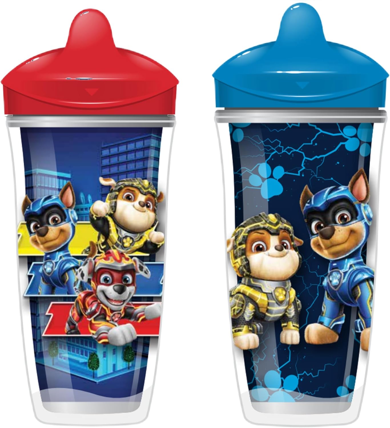 Playtex Baby Sipsters Stage 3 Paw Patrol – Vasos con boquilla a prueba de derrames, a prueba de fugas, a prueba de roturas, rojo y azul, 9 onzas, 2