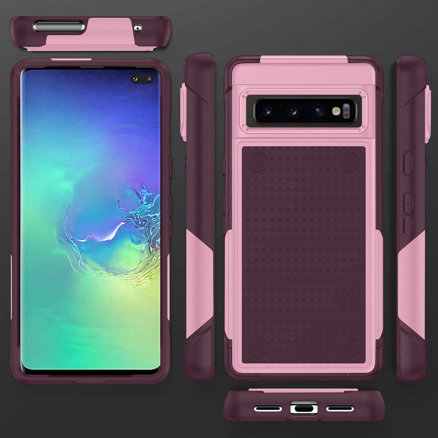 Asuwish Funda protectora para Samsung Galaxy S10 Plus con protector de pantalla de vidrio templado y accesorios de celda, protección resistente de