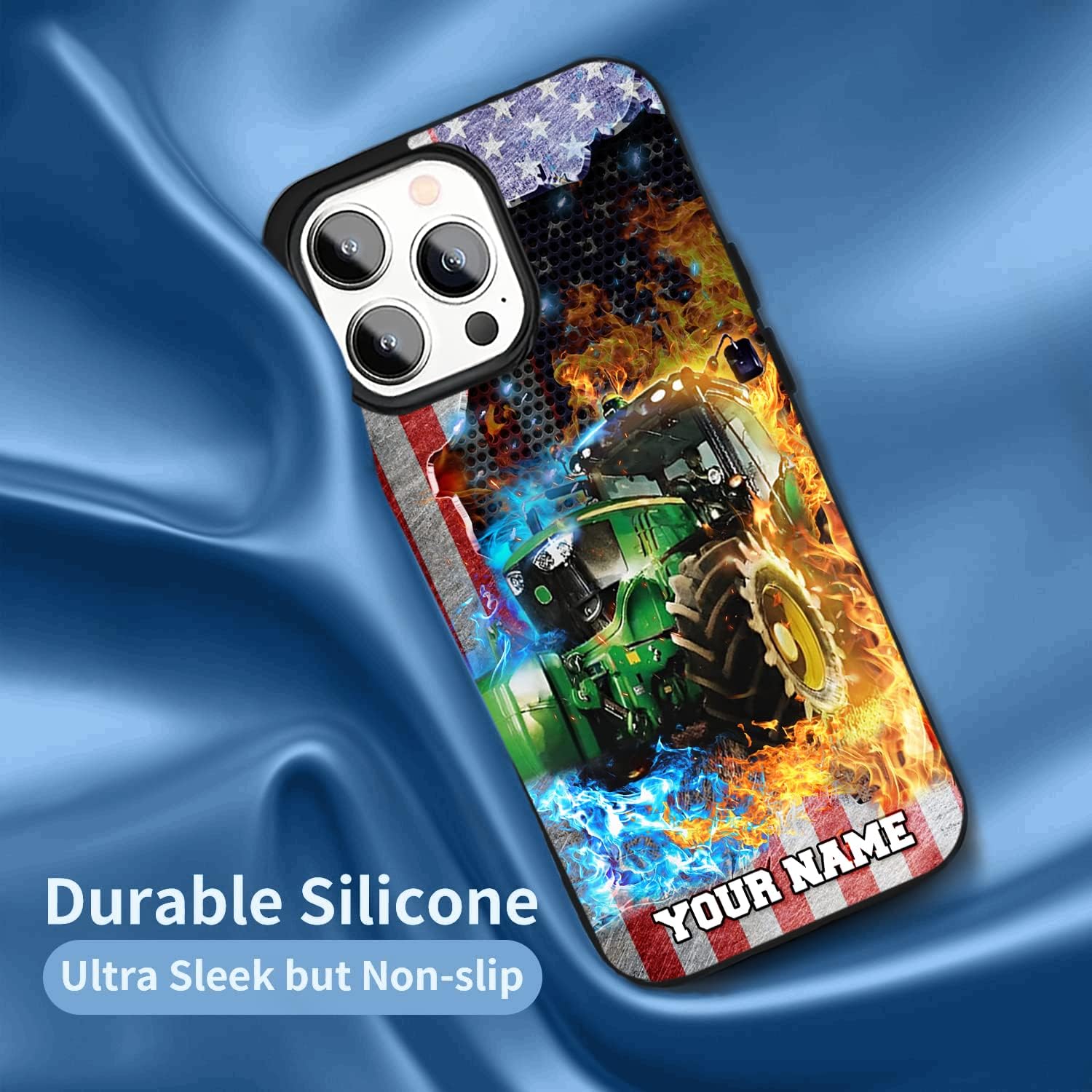 Funda personalizada de tractor con nombre personalizado para iPhone 1514131211 Pro Max, Samsung S24S23S22S21S20 FEPlusUltraA15A25A34A14A54A54A03SA53