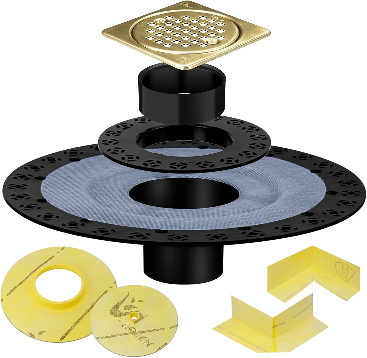 Kit de brida de drenaje de ducha compatible con Schluter Systems Kerdi Shower Dren, con brida vertical ABS de 2 pulgadas, tubo de plástico ABS,