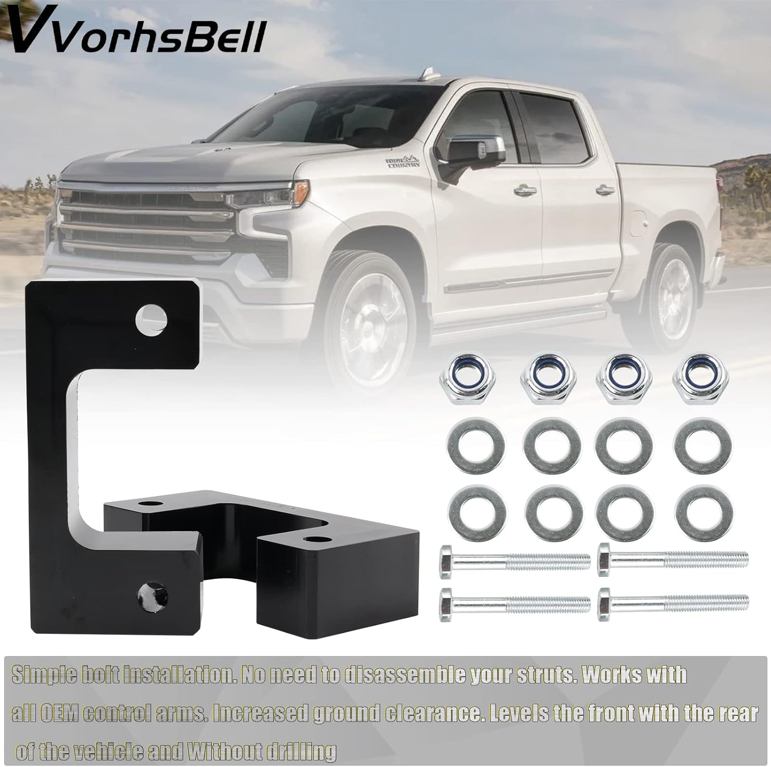 VVORHSBELL Kit de elevación de nivelación de 2.5 pulgadas compatible con GMC Sierra GM 1500 2007-2019Chevy 2007-2021Silverado1500Yukon XL 1500