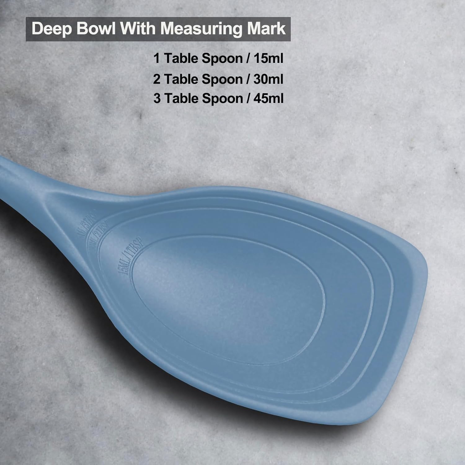 Cuchara de cocina grande de silicona, juego de cuchara sólida antiadherente con perno profundo y marca de medición para mezclar, servir, escurrir,