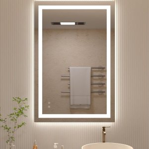 LOYAL STAR Espejo de baño LED, 48 pulgadas de largo x 32 pulgadas de ancho, varios tamaños opcionales, espejo de tocador con retroiluminación y luz LOYAL STAR Espejo de baño LED, 48 pulgadas de largo x 32 pulgadas de ancho, varios tamaños opcionales, espejo de tocador con retroiluminación y luz