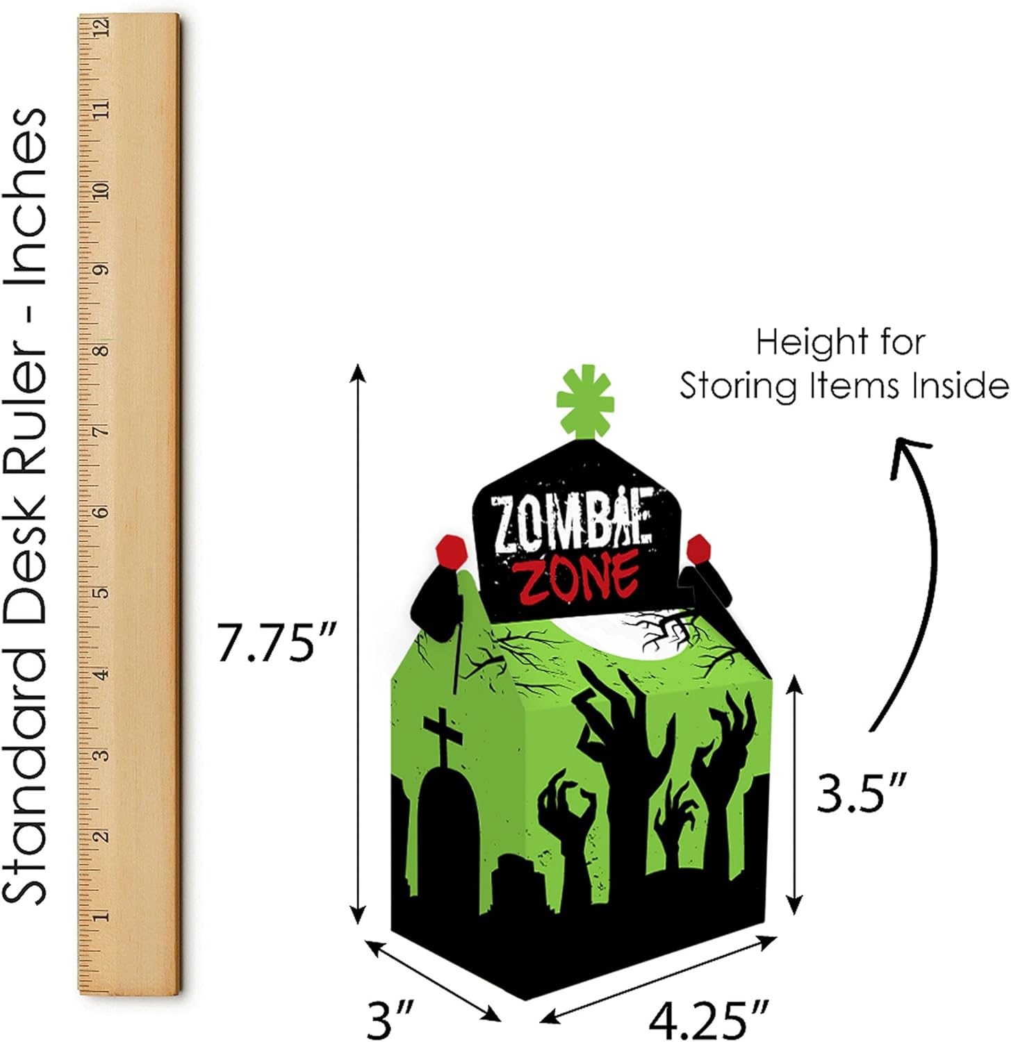 Big Dot of Happiness Zombie Zone – Caja de golosinas para fiestas – Halloween o cumpleaños Zombie Crawl Party Goodie Gable Boxes – Juego de 12