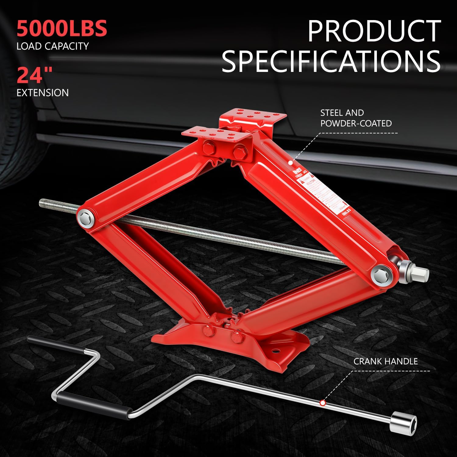 DNA MOTORING TOOLS-00328 – Paquete de 2 gatos de tijera estabilizadores de remolque de 5000 libras con manivela de velocidad, altura de 4-24