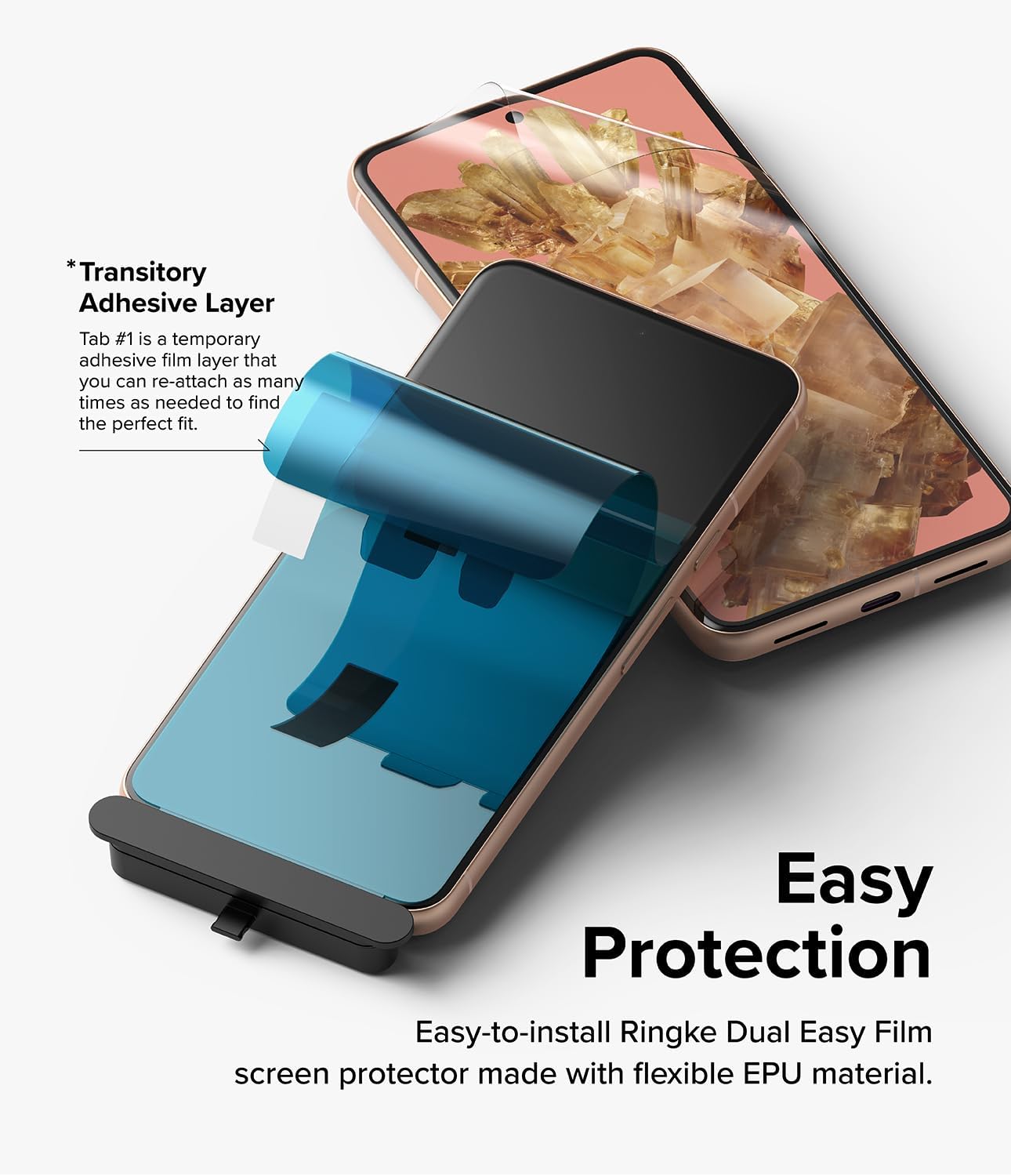 Ringke Película doble fácil protección de 4 capas compatible con protector de pantalla Google Pixel 8, revestimiento de reparación autocurable,