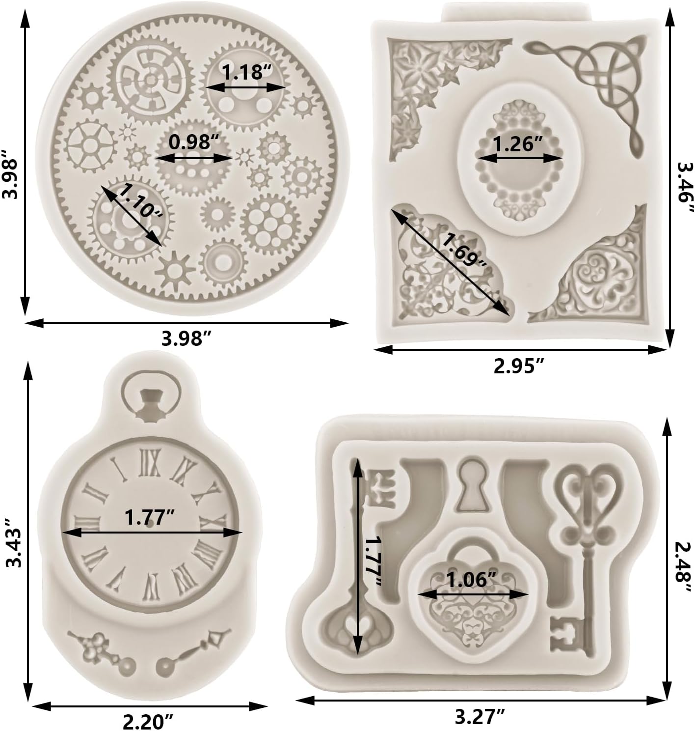 Moldes vintage para fondant, reloj de engranaje steampunk, molde de silicona para gemas barrocas para decoración de cupcakes, decoración de