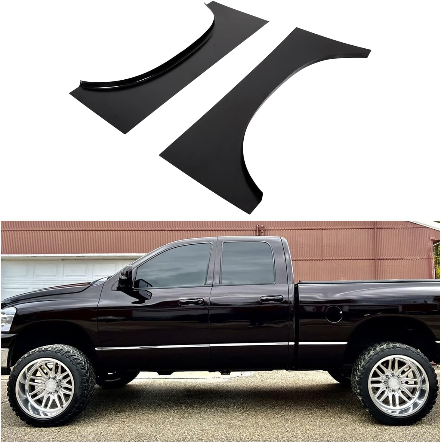 ECOTRIC Juego de pares de reparación de arco de rueda trasera superior compatible con Dodge Ram 1500 2002-2008 y Dodge Ram 2500 3500 2003-2009