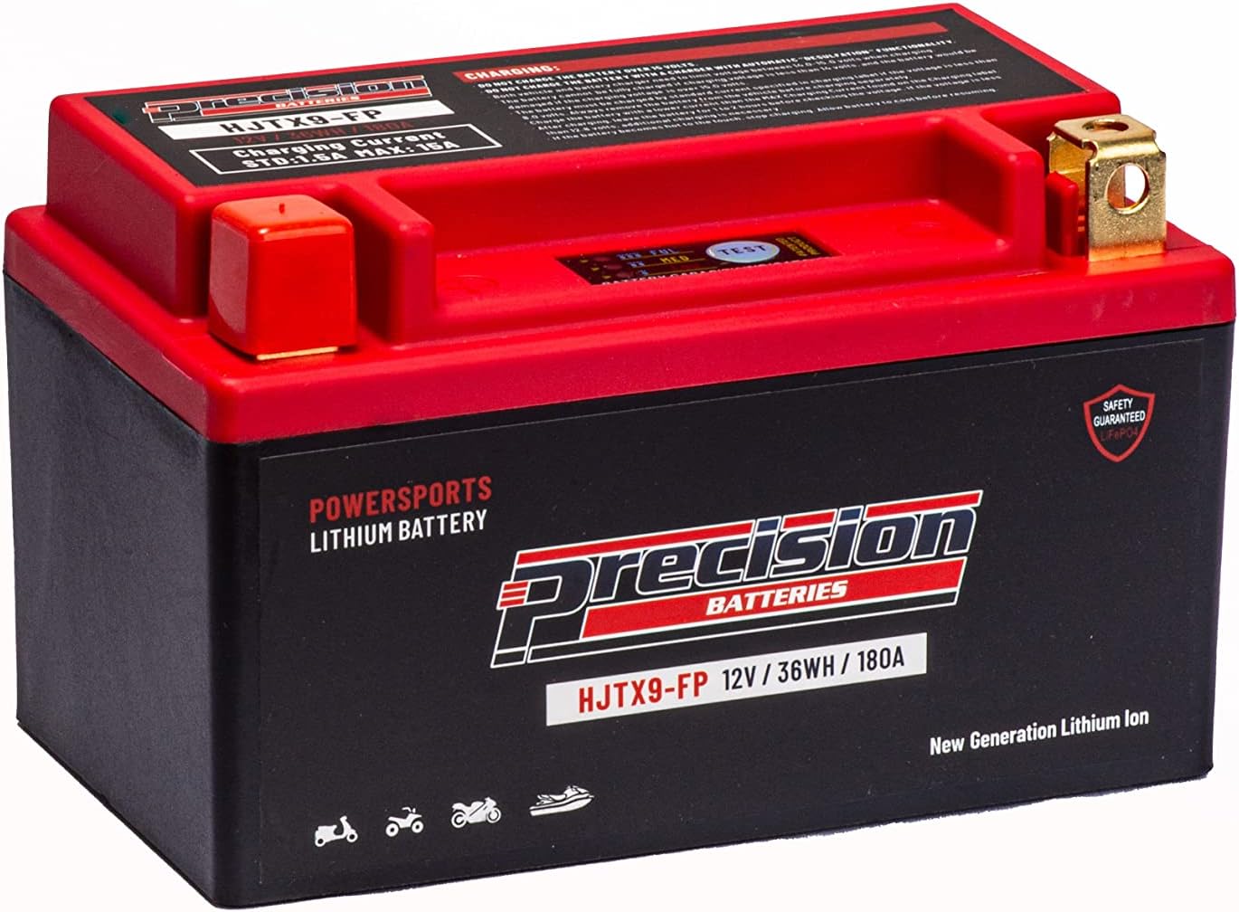 Precision HJTX9-FP – Batería de iones de litio de repuesto para Suzuki 450CC LT-R450 QuadRacer, 2006-2010, 12 voltios 36 WH 180 CCA