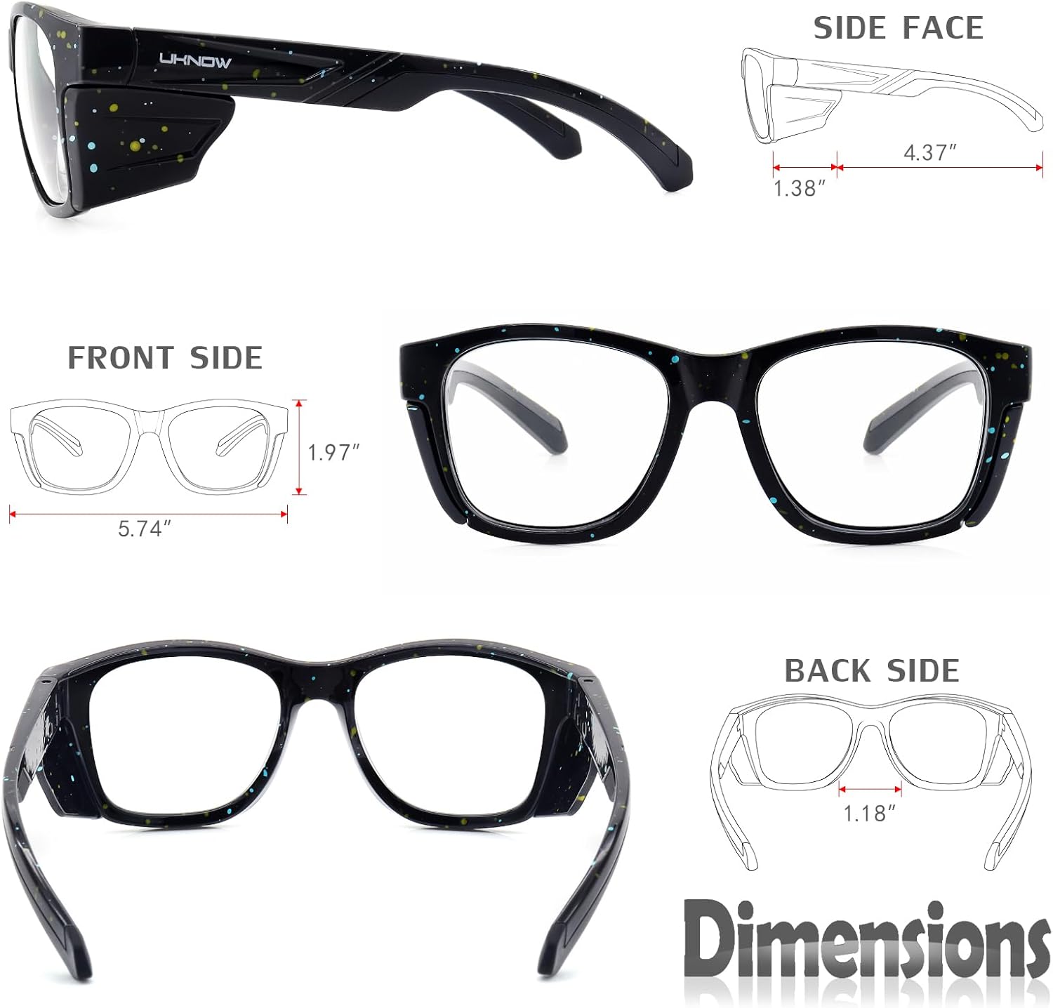 UKNOW Gafas de seguridad  Lentes antivaho  Protección ocular con escudos laterales  Anteojos protectores ANSI Z87.1  Protección UV