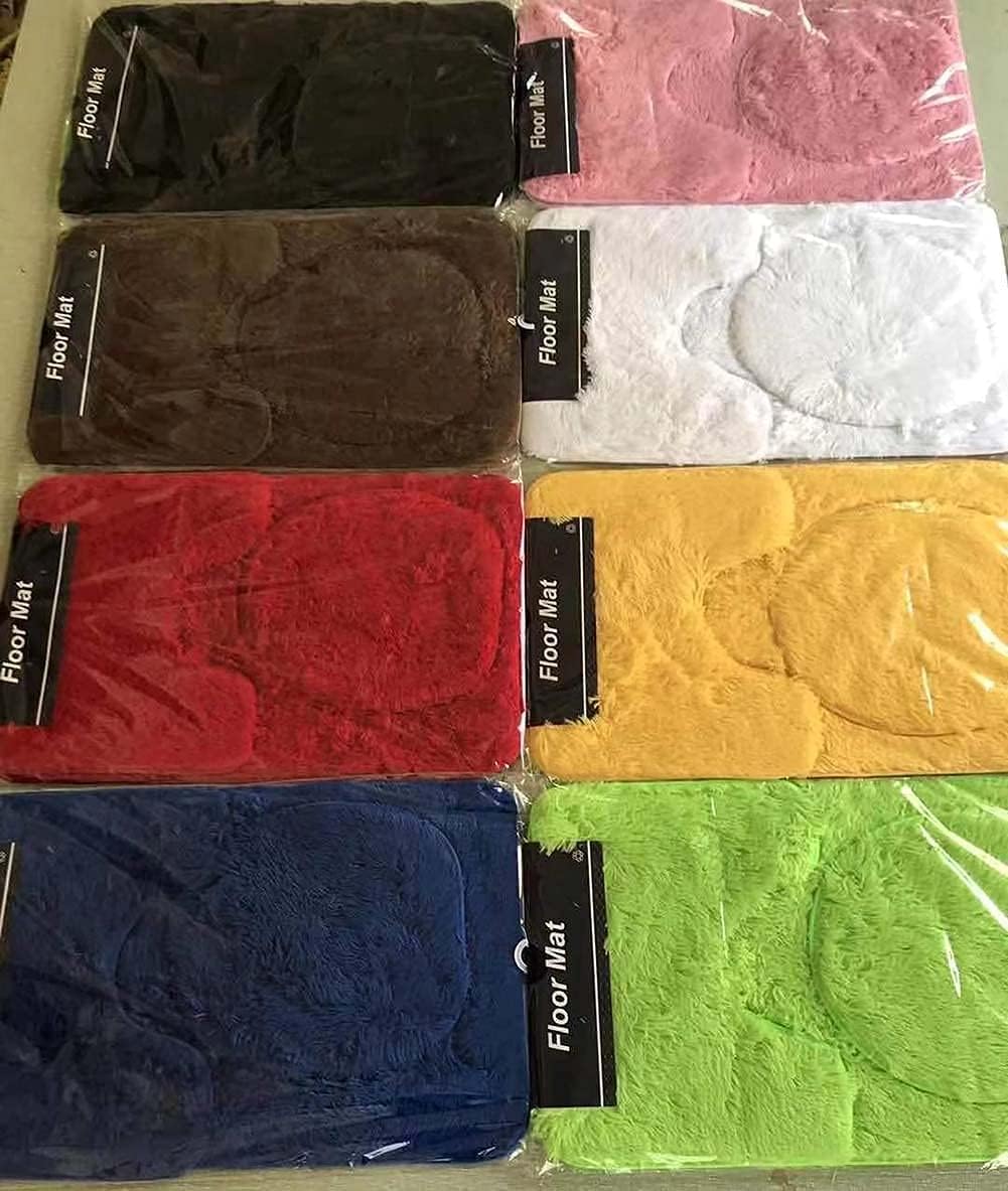 Juego de 3 tapetes de baño para baño, suaves, antideslizantes, suaves, en forma de U, tapete de inodoro y tapa de inodoro, color naranja