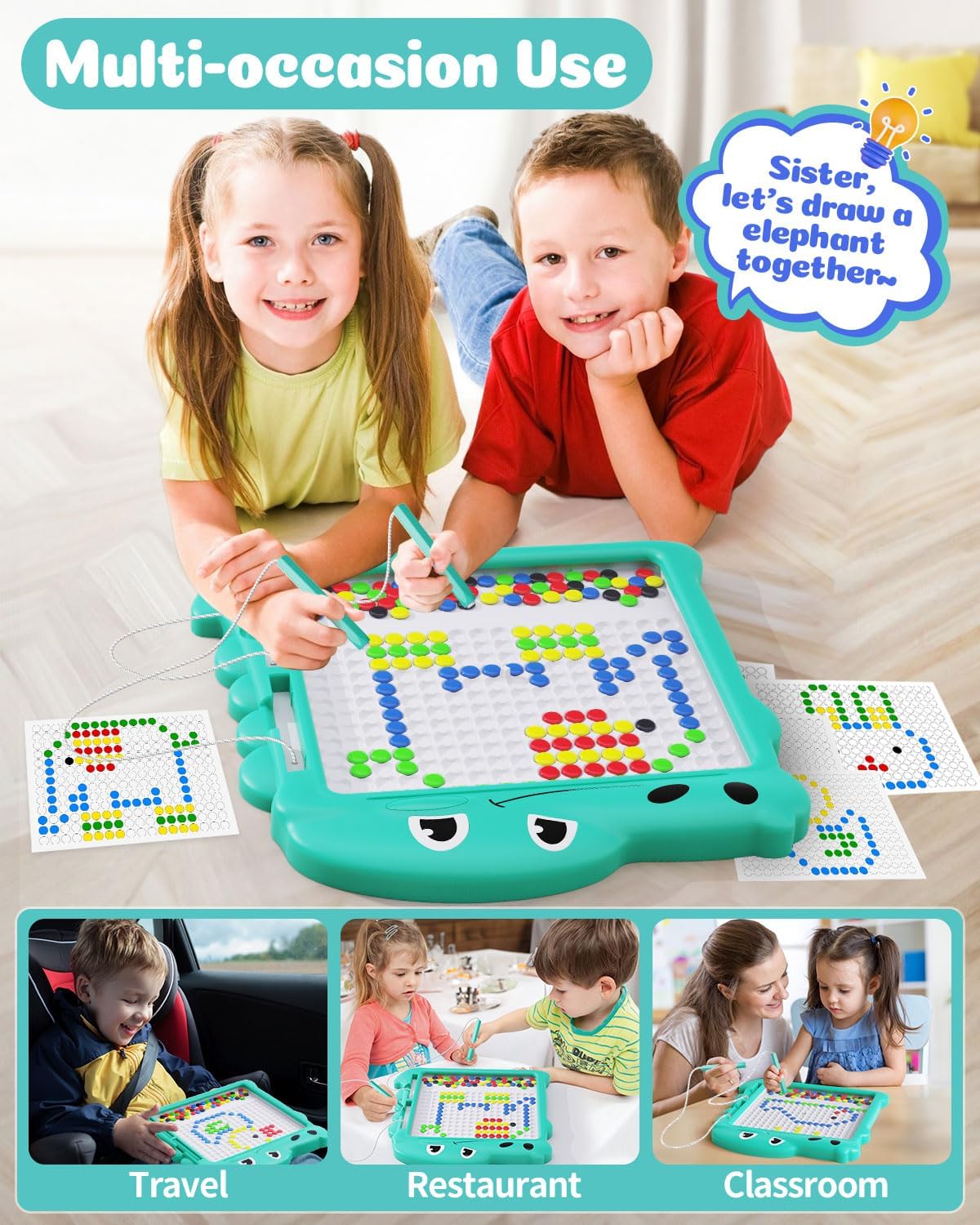 LQYoyz Tablero de dibujo magnético, tablero magnético de dinosaurios con luz LED, juguetes magnéticos educativos preescolares para niños de 3, 4, 5,