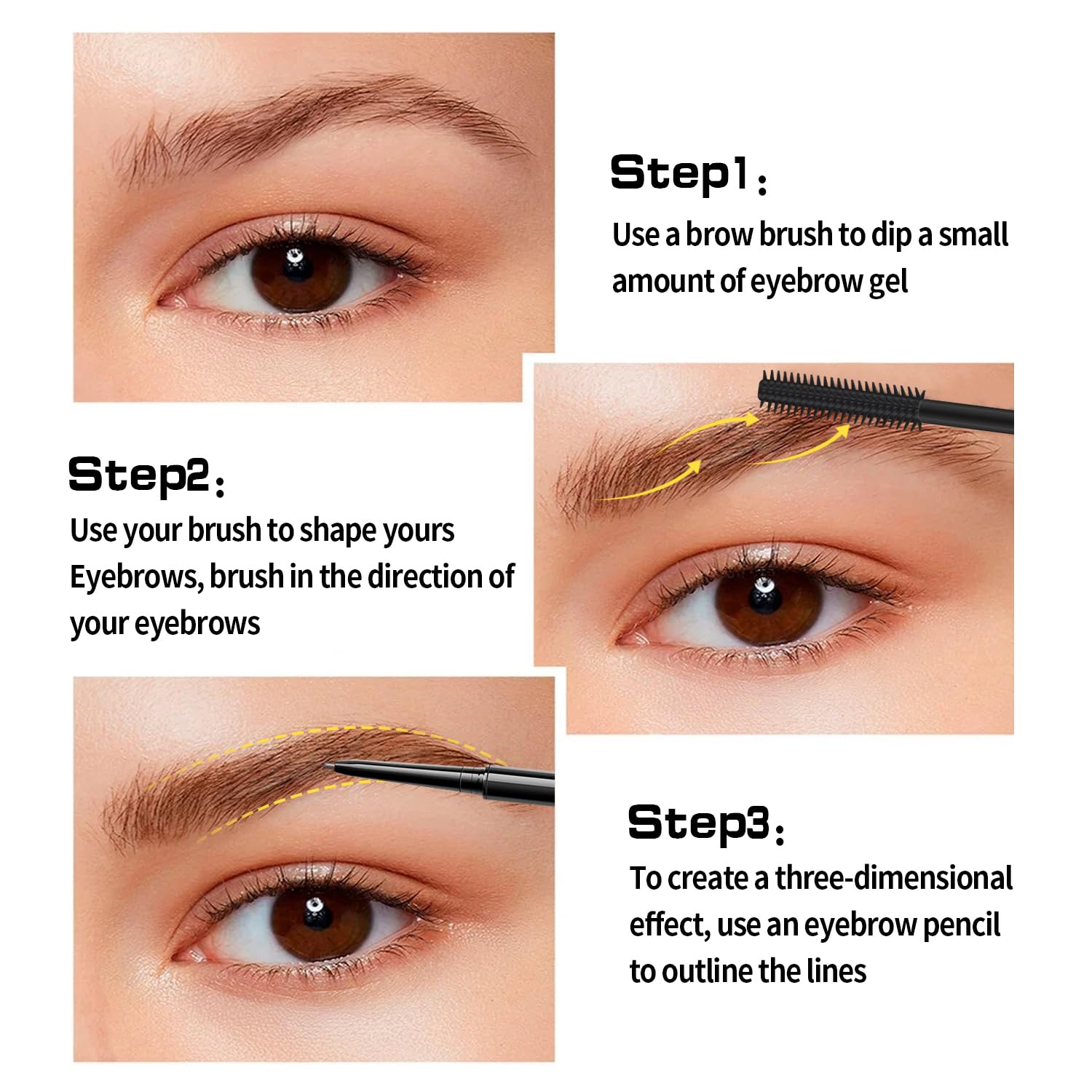 Gel para peinar cejas y bordes, gel de varita 2 en 1 para peinar cejas, sin residuos blancos, gel transparente para cejas no graso, 0.5 fl oz