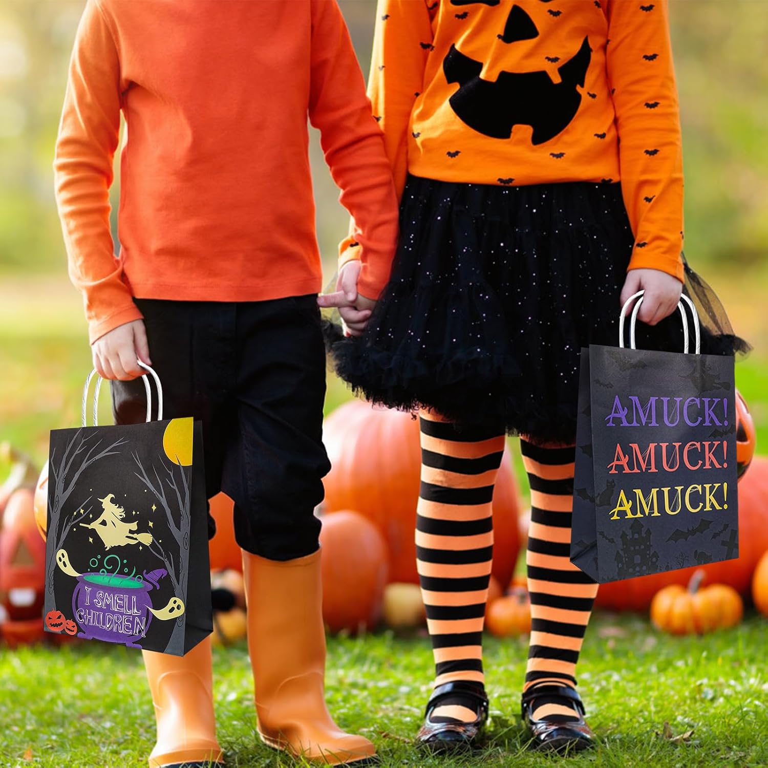 HOWAF 12 bolsas de regalo para fiesta de Halloween, bolsas de regalo de Hocus Pocus, I Smell A Children para regalos de fiesta de brujas de