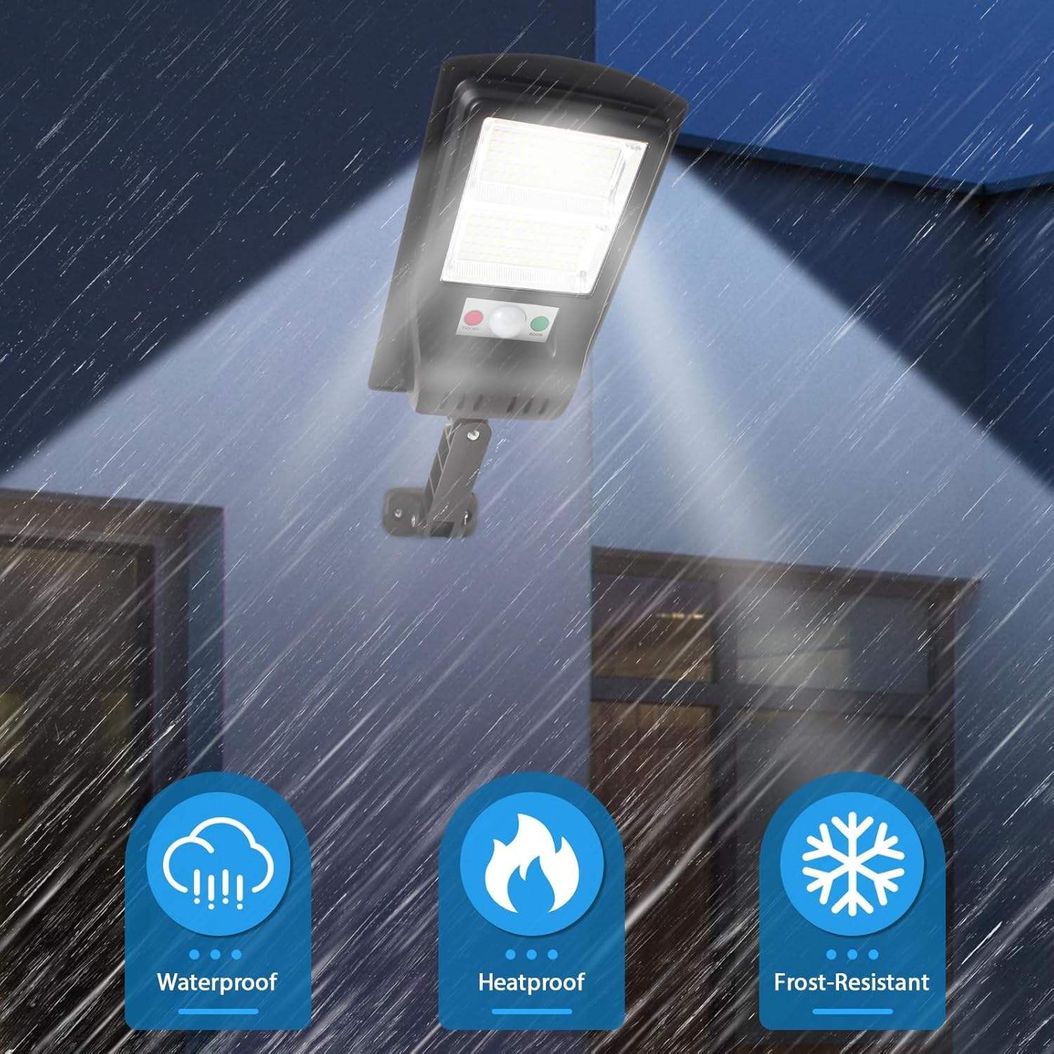 140 luces solares LED para exteriores, 3 modos, impermeables, inalámbricas, luces de inundación solares, lámpara con sensor de movimiento de gran