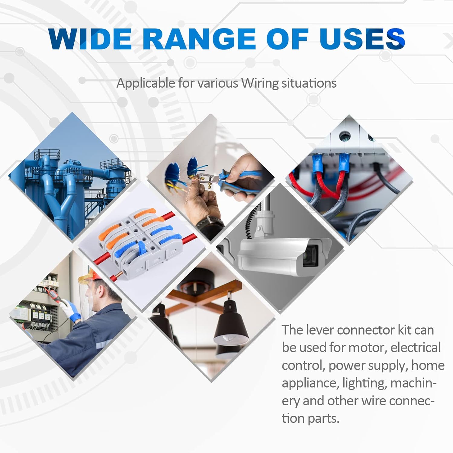 Lever Wire Connectors, HTCELLE 60-Piece Quick Connect Electrical Splicing Kit for Compact Inline Terminals – 28-12 AWG, 1 in 1 out