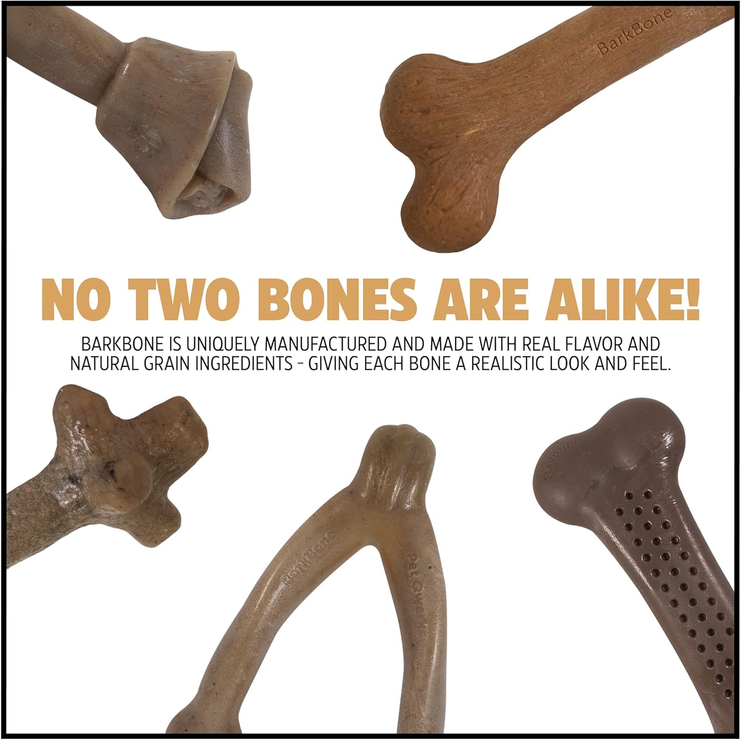 Pet Qwerks Flavorit BarkBone – Hueso de perro rellenable para masticadores moderados, sabor a mantequilla de maní, 5.5 pulgadas, fabricado en