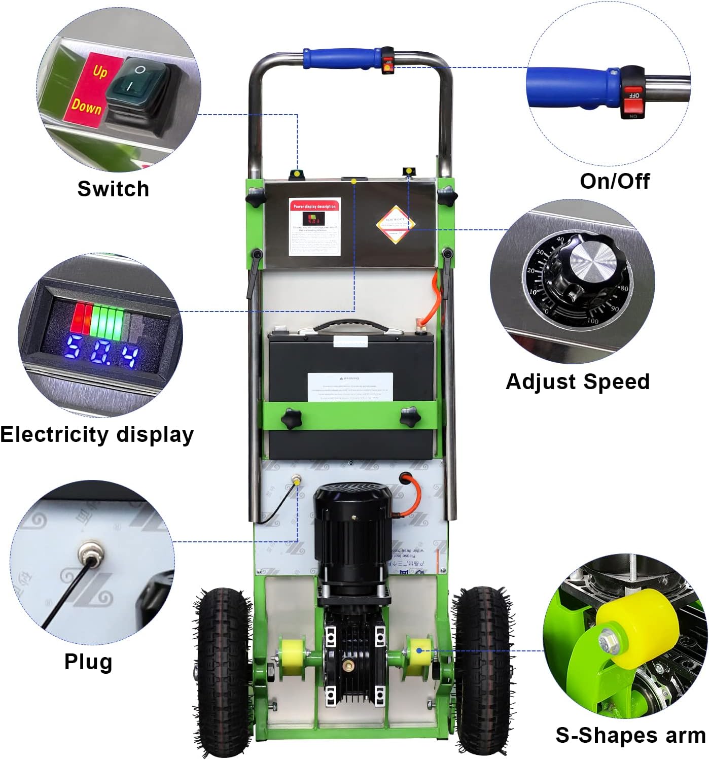 Carrito de mano eléctrico para escaleras, 20 Ah, para mover, capacidad máxima de 880 libras, resistente, escalador de escaleras con mango plegable y