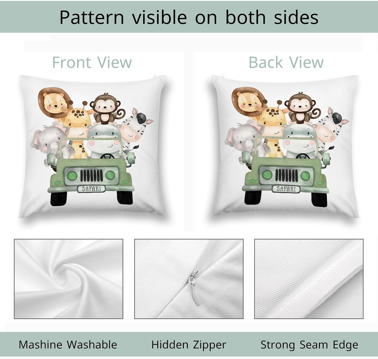 HawSkgFub Funda de almohada decorativa para bebé niño y niña, funda de almohada decorativa, funda de cojín de selva para dormitorio, sala de juegos,