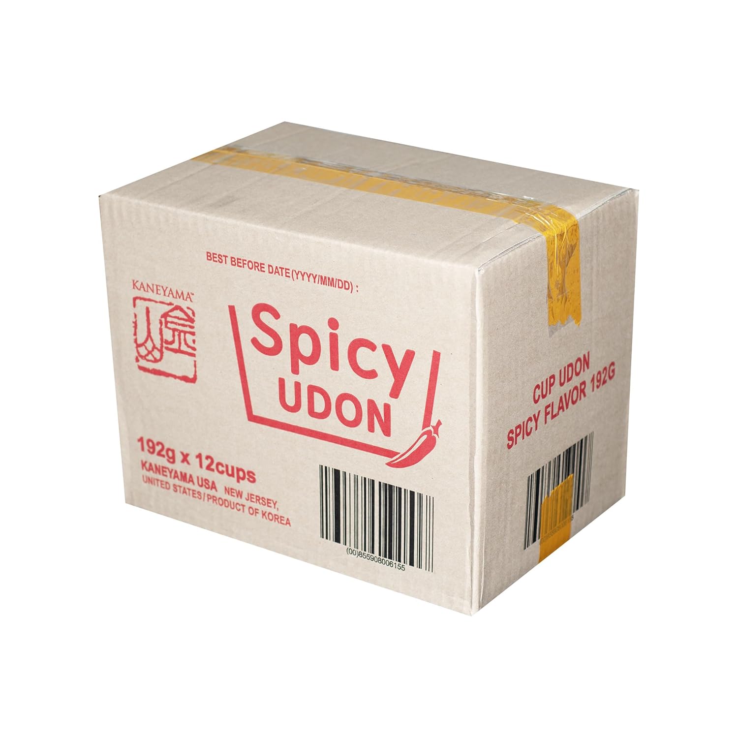 Kaneyama Taza de sopa de fideos, Udon de estilo japonés, sabor picante Shoyu-Kimchi, fideos frescos masticables instantáneos y aptos para