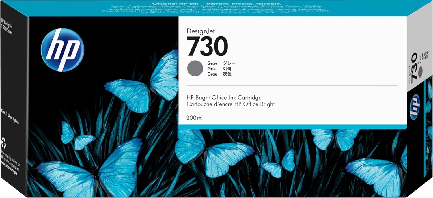 HP Cartucho de tinta gris 730 300-ML