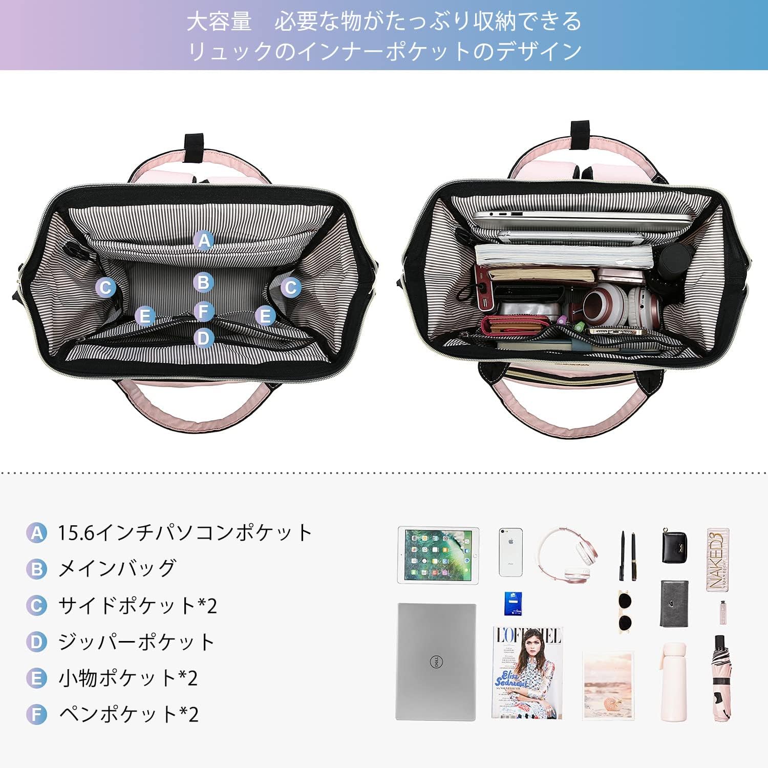 LOVEVOOK – Mochila para ordenador portátil para mujer, de moda, de negocios, de viaje, para libros, para profesor, enfermera, con puerto USB, para
