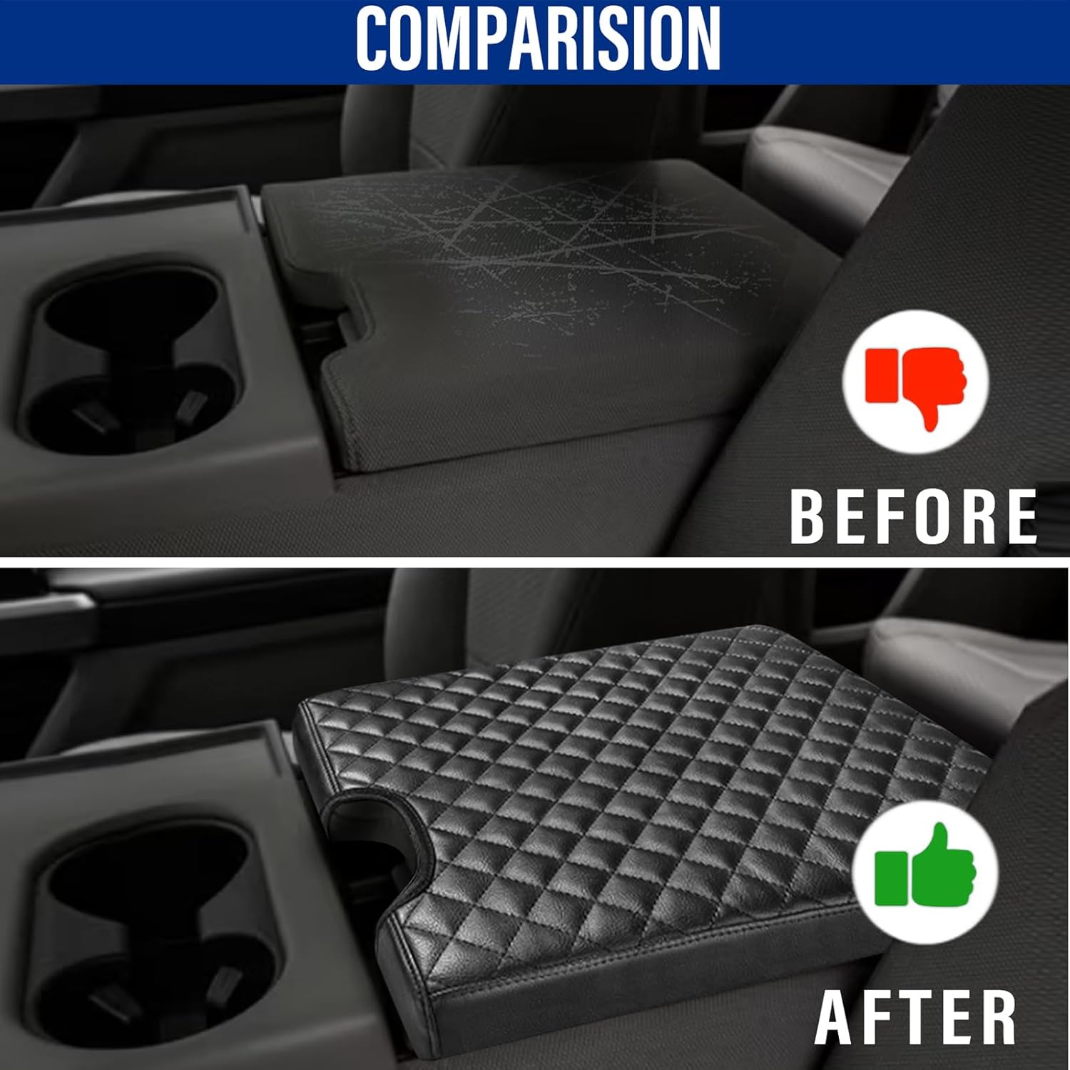 Funda de consola central para Ford 2015-2022 F150, 2017-2022 F250 F350 F450 F550, accesorios interiores de automóvil de piel sintética, funda para