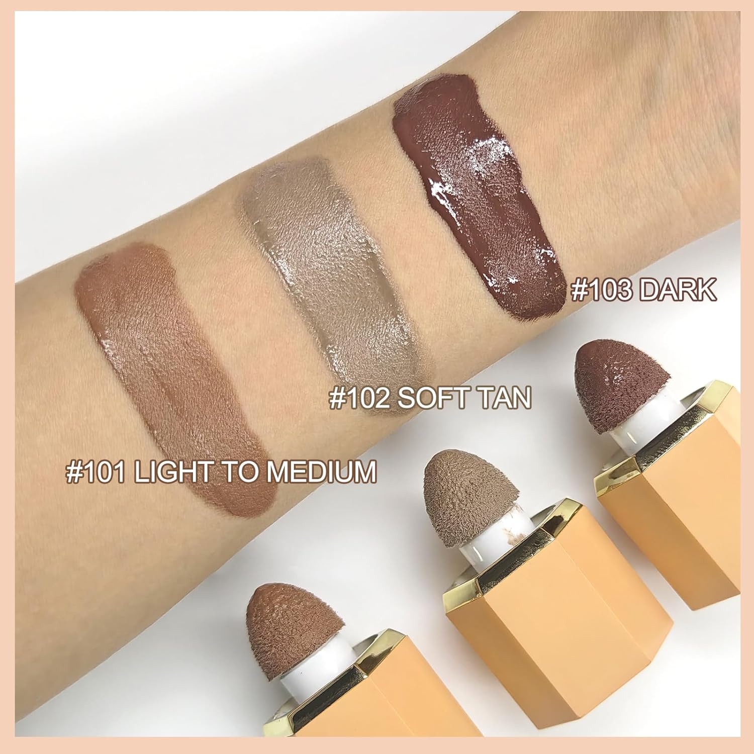 Maquillaje líquido en barra, bronceador crema líquida, contorno bronceador suave altamente pigmentado, punta de esponja incorporada para dar forma a