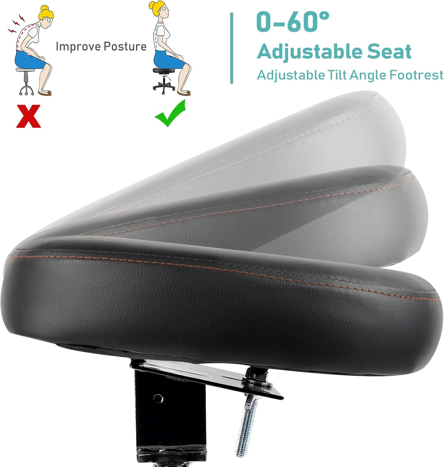 Reposapiés debajo del escritorio, altura ajustable y ángulo de inclinación, reposapiés ergonómico otomano con ruedas, reposapiés rodante de 360 para