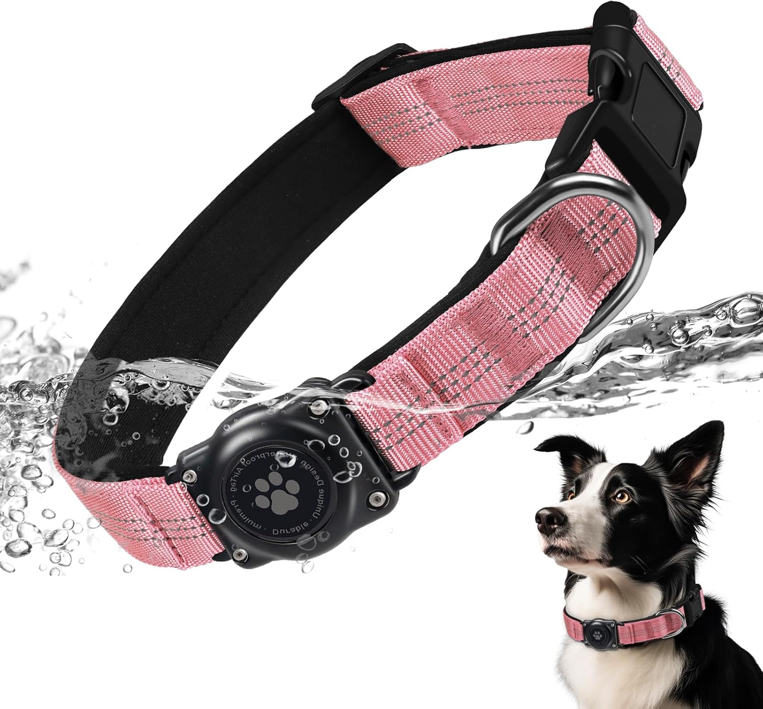 AirTag – Collar de perro, resistente al agua IP68, soporte para collar de perro, reflectante, ultra duradero, cómodo acolchado, collares de perro