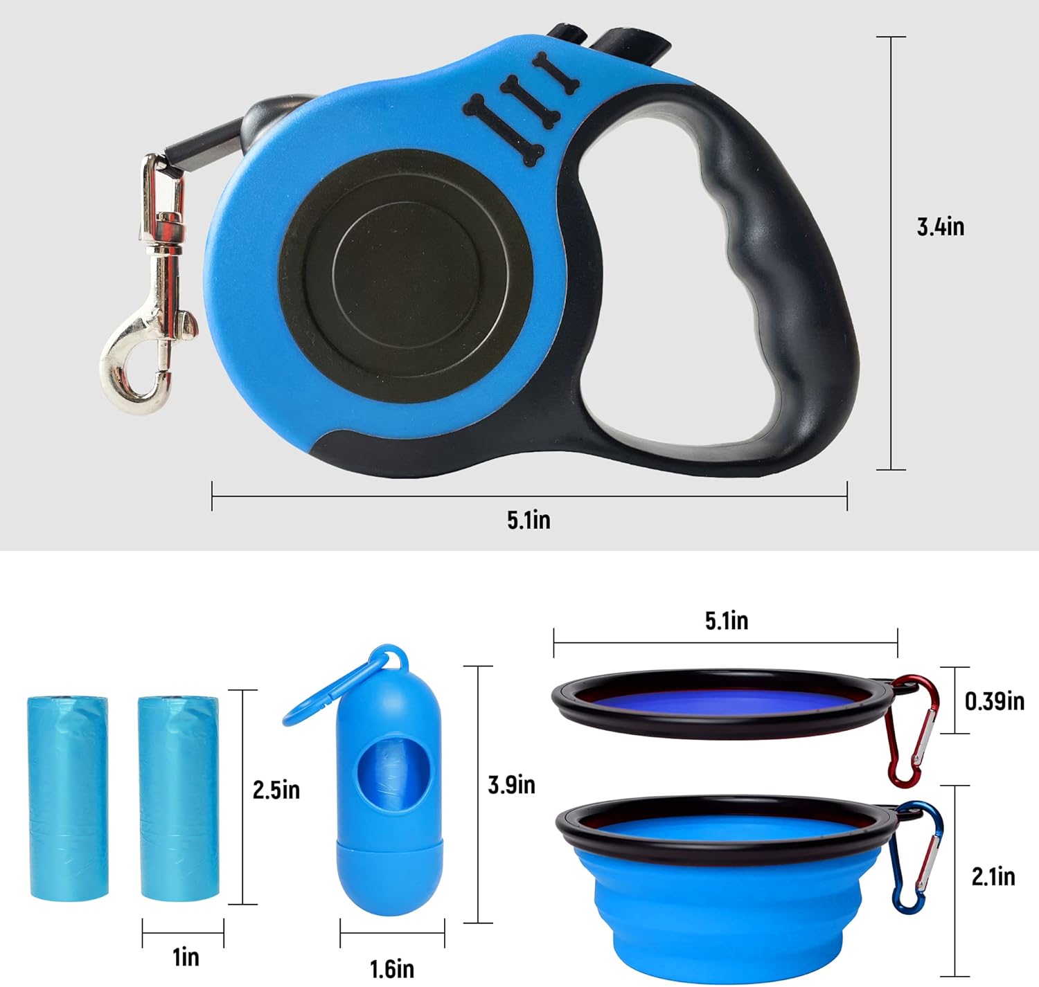 LIEVUIKEN Correa retráctil para perro, cinta telescópica automática para perros, cinta para mascotas de 1016 pies, duradera y cómoda, con cuenco