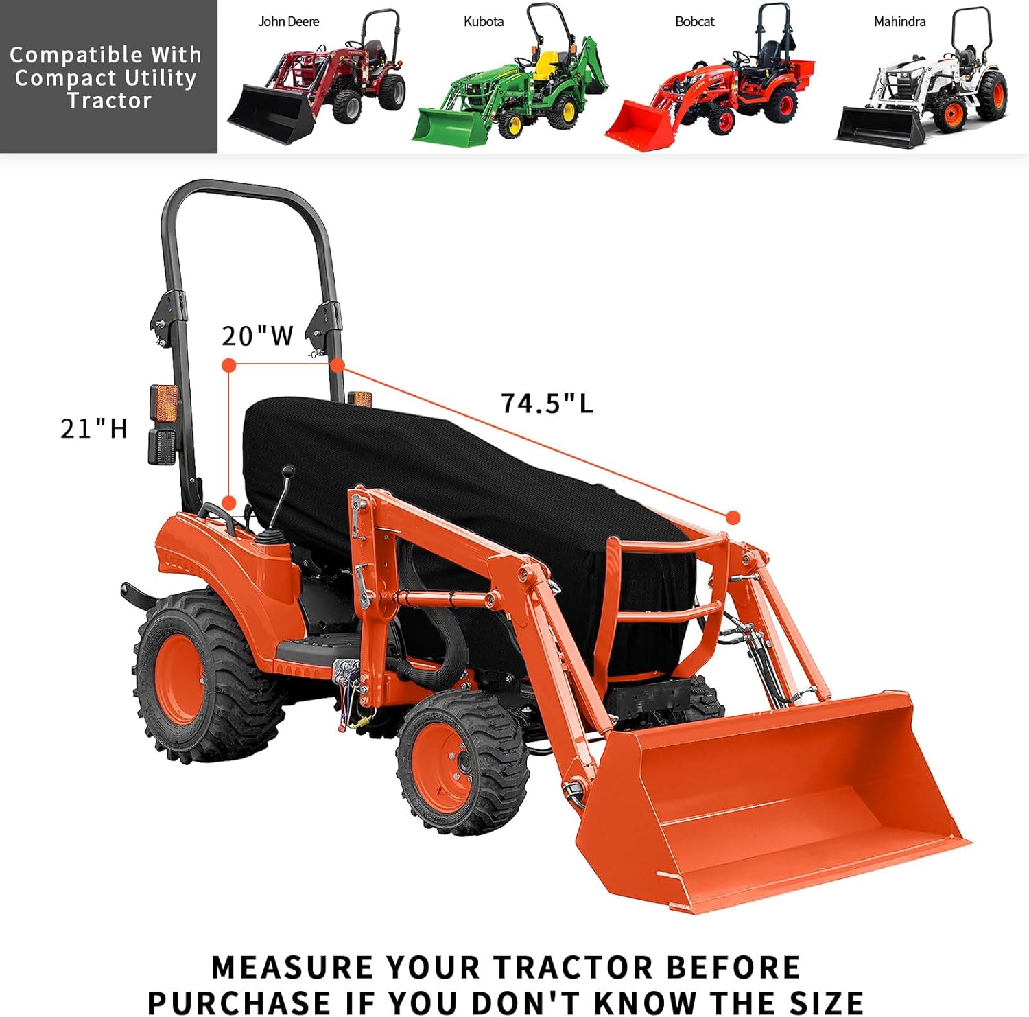Cubierta de tractor compacta, cubierta de carenado de tractor 600D, protección para todo tipo de clima, accesorios de tractor compatibles con