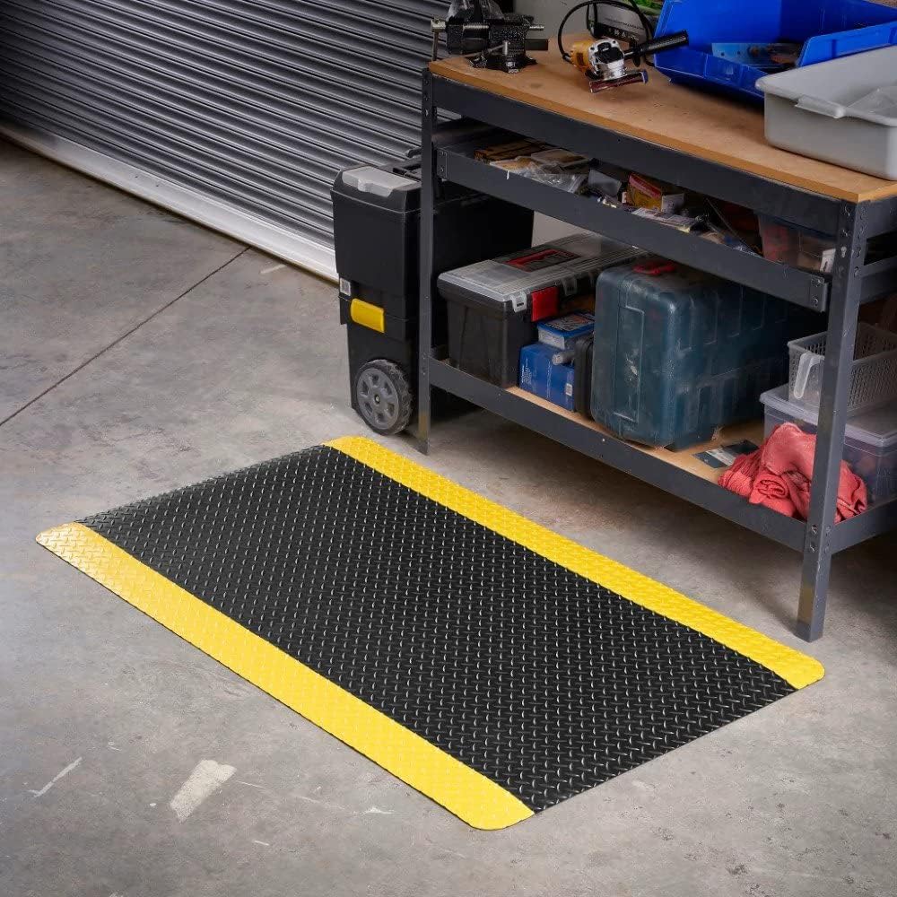 Consolidated Plastics Alfombrilla antifatiga con placa de diamante resistente, base de esponja gruesa, soporte de pie para dolor de piernas y espalda