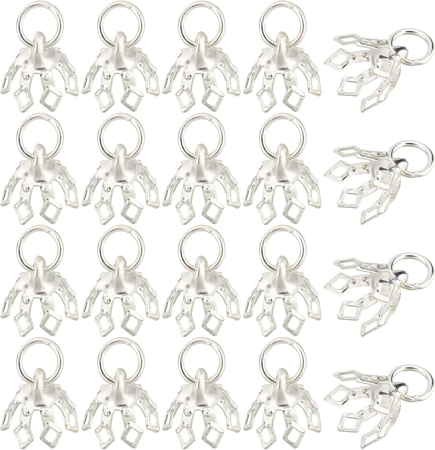 SUPERFINDINGS Hollow Flower Beads Caps Brass Bead Cap Bails End Charm Caps Loop Filigree Prong Spacer Beads for Earrings Bracelets Necklaces Jewelry
