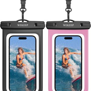 WEKEEP Paquete de 2 fundas universales impermeables para teléfono de hasta 8.3 pulgadas, IPX8, funda seca para teléfono celular compatible con WEKEEP Paquete de 2 fundas universales impermeables para teléfono de hasta 8.3 pulgadas, IPX8, funda seca para teléfono celular compatible con