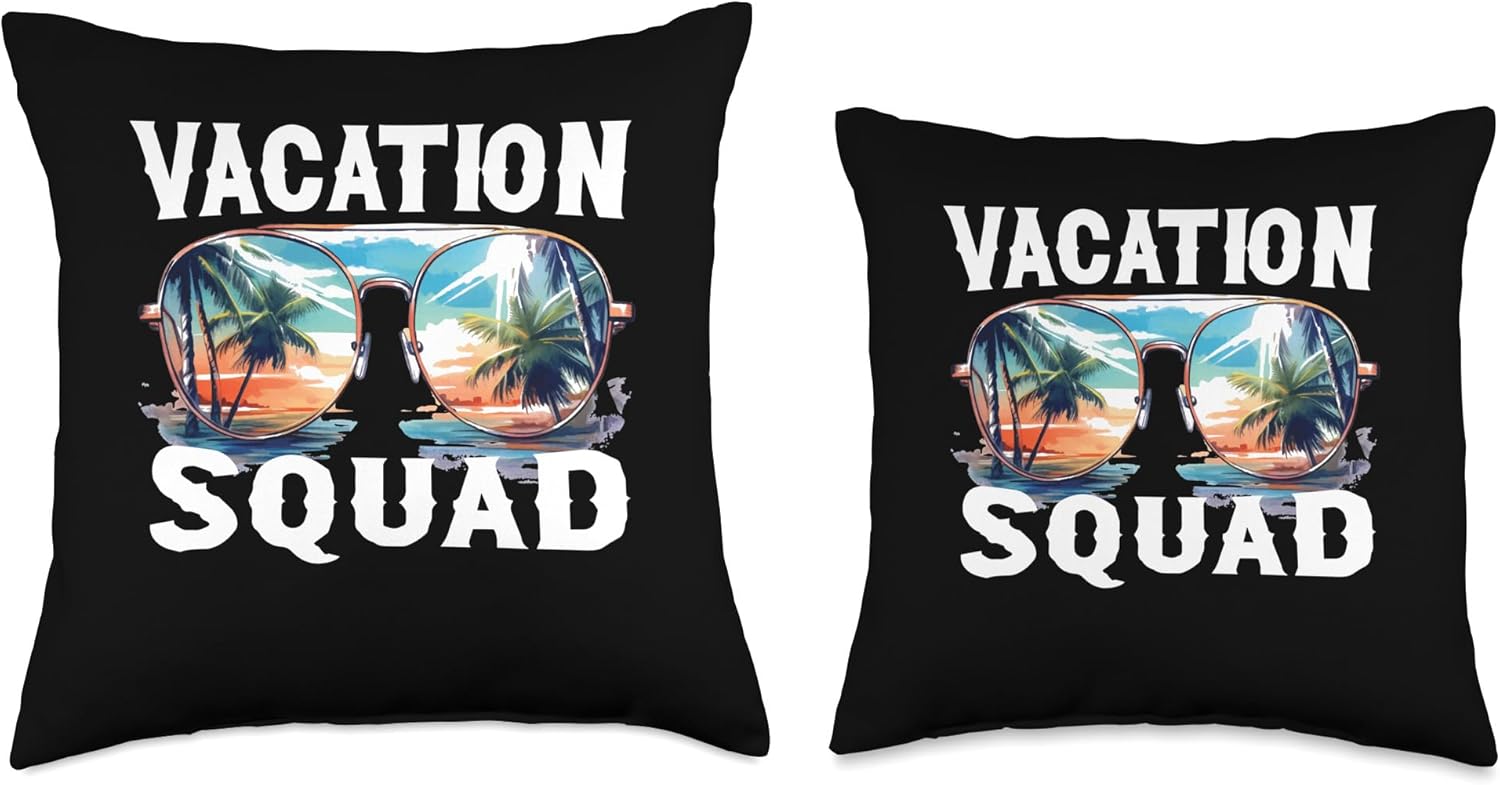 Vacation Squad Sunglasses Ocean Island Summer Gift Vacation Squad  Sunglasses Ocean Island  Summer Throw Pillow, 16×16, Multicolor