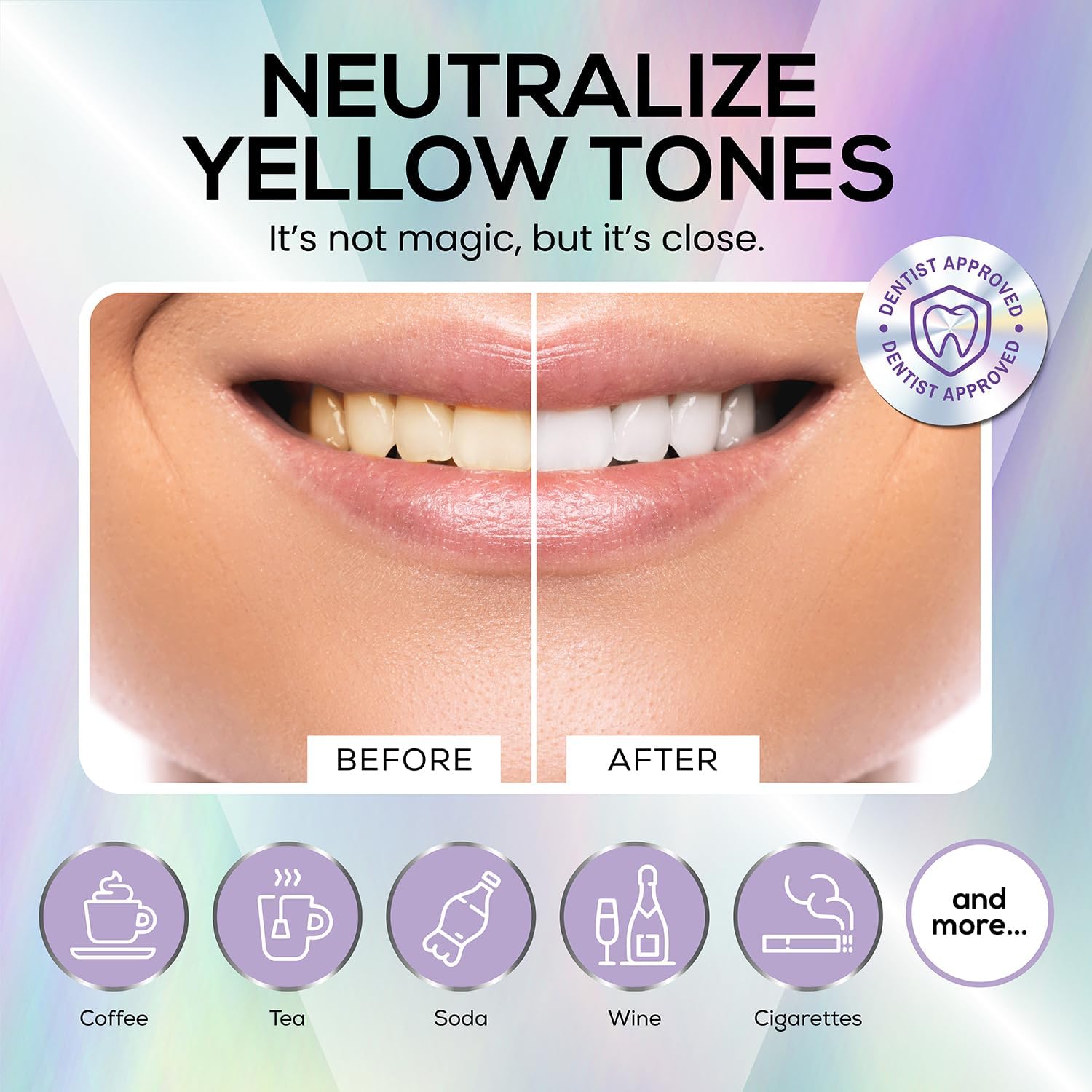 Venus Visage Pasta de dientes Color Corrector Purple – Dentífrico blanqueador púrpura deslumbrante para eliminar manchas – 1.0 fl oz