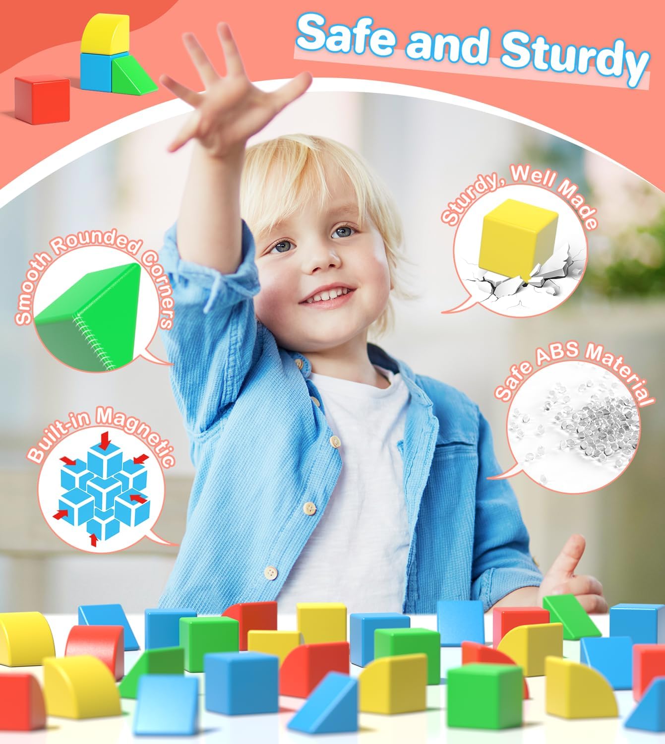 Bloques magnéticos para niños pequeños, juguetes de construcción creativos, bloques sensoriales coloridos apilables con imán, juego de cubos de